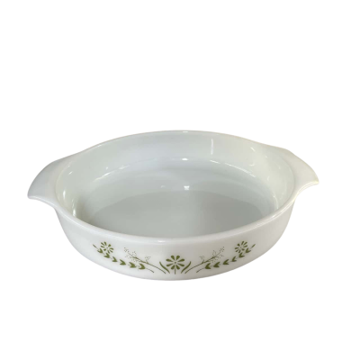 Vintage Pyrex Glasbake Green Daisy Circular Dish 