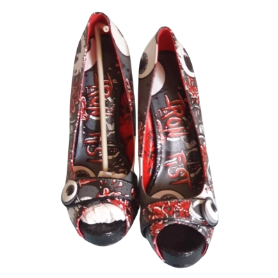 Iron Fist Womens  Size 38 Platforms Grey / Pattern / Red / White BN