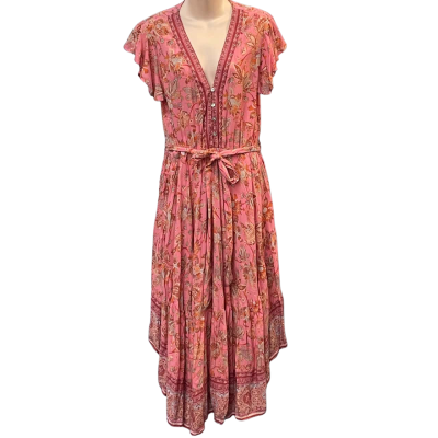 IRIS Womens Size 16 Maxi/Short Sleeve Dress Floral/Pink