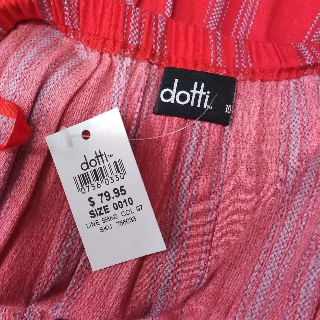 RRP 79 DOTTI Womens 10 Red Stripe Strapless Jumpsuit (09, 753)