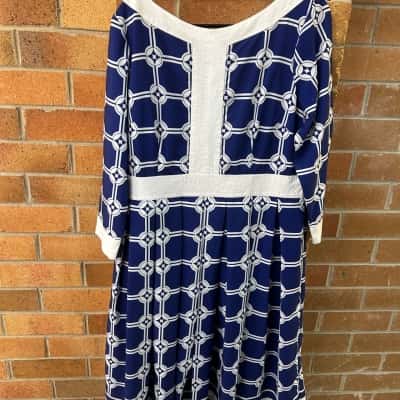  Womens  Zapelle Size 16 Midi Dress Blue / Pattern 