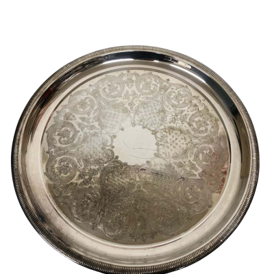 Grosvenor Silver Plated Circular Serving Tray 39cm