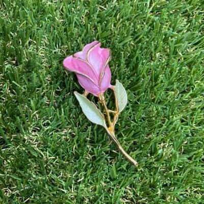  Womens Pink Flower Brooch