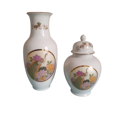 Japanese Ginger Jar with Lid & Vase