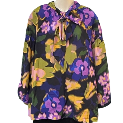  Womens  Size One Size long Sleeve Top / Floral Top / V-Neck Top Blue / Green / Purple / Yellow 