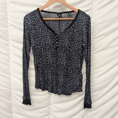 Maison Scotch Womens Leopard Print Long Sleeve Top - Size 1