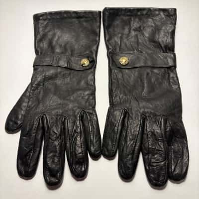 M&S Women’s Size M-L Black Leather Gloves 