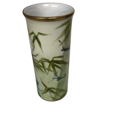 Bavaria Waldershof Hand Painted Vase White/Green/Gold - Made in Germany