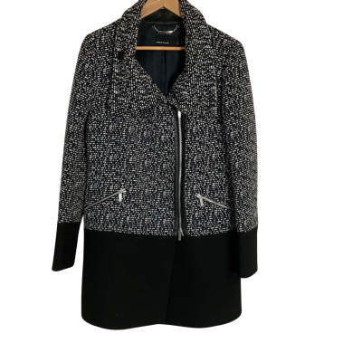 Karen Millen Womens  Size 12 Winter Coat Black  / White 