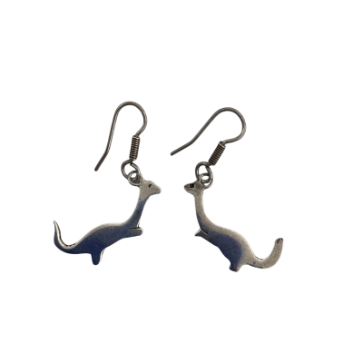 Vintage Handmade Womens Earrings Sterling Silver Otters Stamped 925