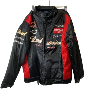  Mens Budweiser Size L Puffer Black  / Red 