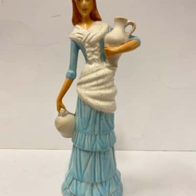 Porcelain Ceramic Woman's Figurine Carrying Wine/Water Jugs
