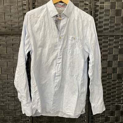 Ted Baker Mens  Size 3 Long Sleeve Shirt Blue 