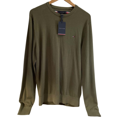 Tommy Hilfiger Mens  Size L Signature Crew Neck Pullover Army Green - New with Tags