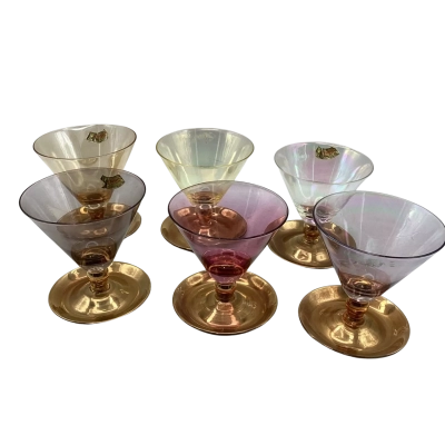 Vintage Harlequin Cocktail Glasses, Set of 6, by Old Chelsea Glassware Australia (BRICA Shelf)