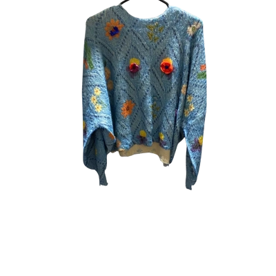 BSL  Womens  Size M Jumper Blue / Multicoloured Soft Knit 