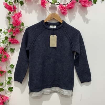 Zara Boys Knit Jumper Size 9 Navy Blue 