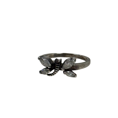 Sterling Silver (925) and Cubic Zirconia Dragonfly Ring (4 grams) - Size 7