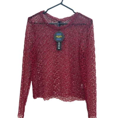 Dangerfield Womens  Size 12 Red Webbed Mesh Top