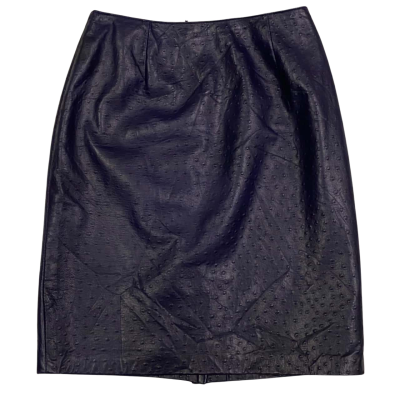 Danier, Size 8, Navy Blue, Dotted, Leather Skirt