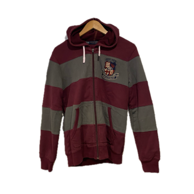 Kent and Curwen Mens Zip up Jumper Size L Grey / Maroon 