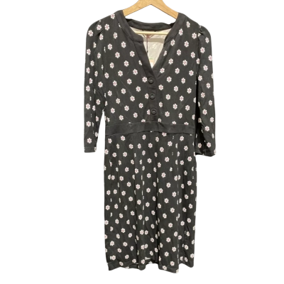 Review Womens Dress Size 10 Black w/ Flower Pattern 
