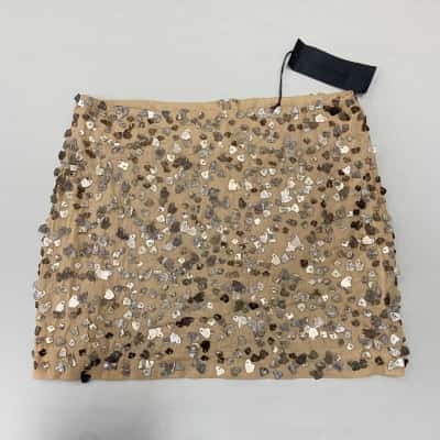 Brand New - Rachel Gilbert - Womens Flakey Skirt (100% Cotton: Outer/Lining)- Size 1 - Desert Sand (RRP $499.99)