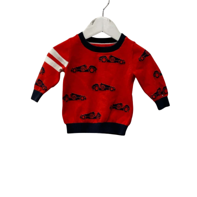 Tommy Hilfiger Baby Size 6-9Mths Jumper Navy Blue / Red Car Print 