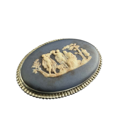 Wedgewood Jasperware and Sterling silver Brooch Blue / Cream / Silver 