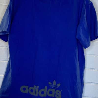  Mens  adidas Size S Short Sleeve Shirt Blue / Silver 