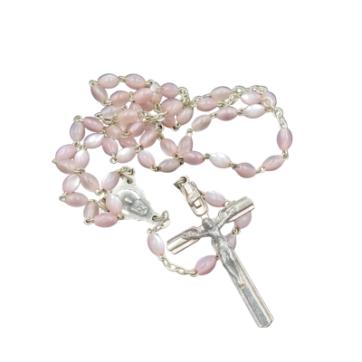  Women’s pink and silver  rosary beads