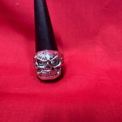 Mens Silver Ring With Trendy Gothic Monocular Skull 