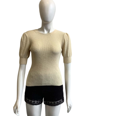 BNWT Seed Women's Size XS Short Sleeve Knit Top French Beige 