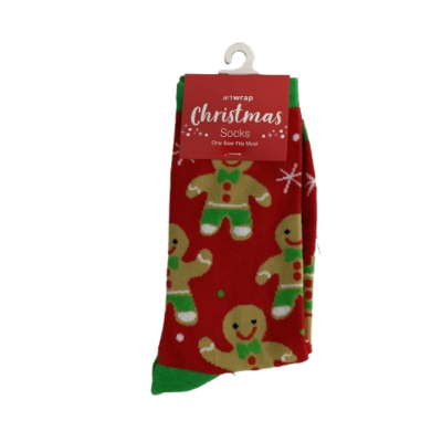 New Artwrap  Unisex Christmas Socks One Size Fits Most: Gingerbread Person Print #1019-1-PP