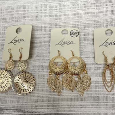Womens LOVISA earrings BUNDLE x 3 pairs (Gold colour) RRP $30 in total