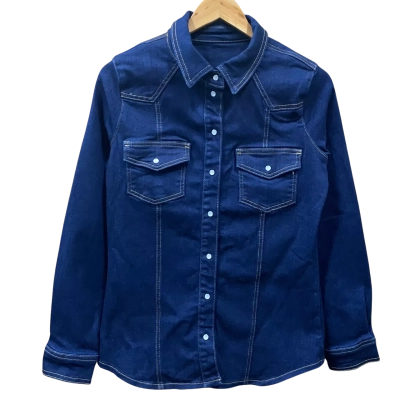 Karen Millen Indigo Blue Denim Shirt Size UK 12