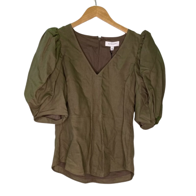 Witchery Womens  Size 10 Short Sleeve Top Green 