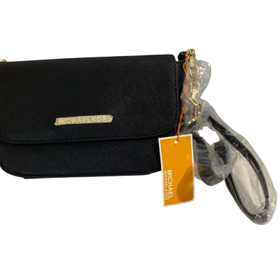 Michael Kors Gunmetal Leather Jet Set Flap Cross Body Bag
