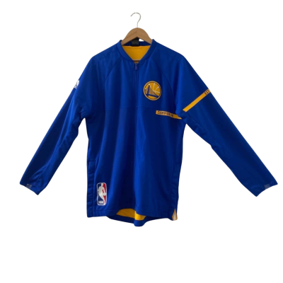 Adidas Golden State Warriors Jacket Men's Size L Full Zip Button Snap Warmup 4x Champs