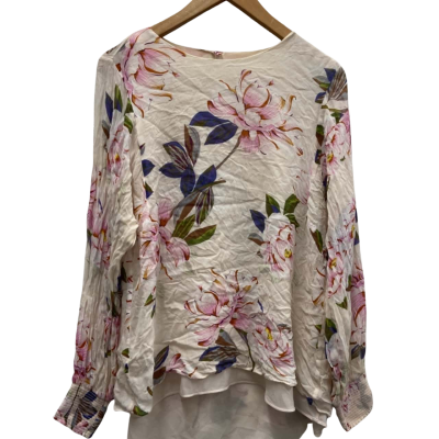 Witchery Size 16 Long Sleeve Top Pink /Multicoloured 