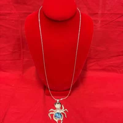  Women's Snap Jewellery Whimsical Silver Tone Octopus Pendant Necklace