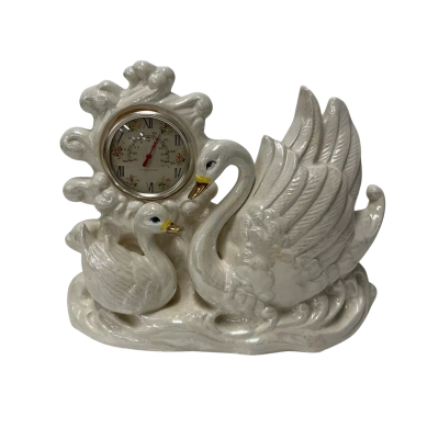 Vintage pearlescent porcelain swan thermometer made in Japan