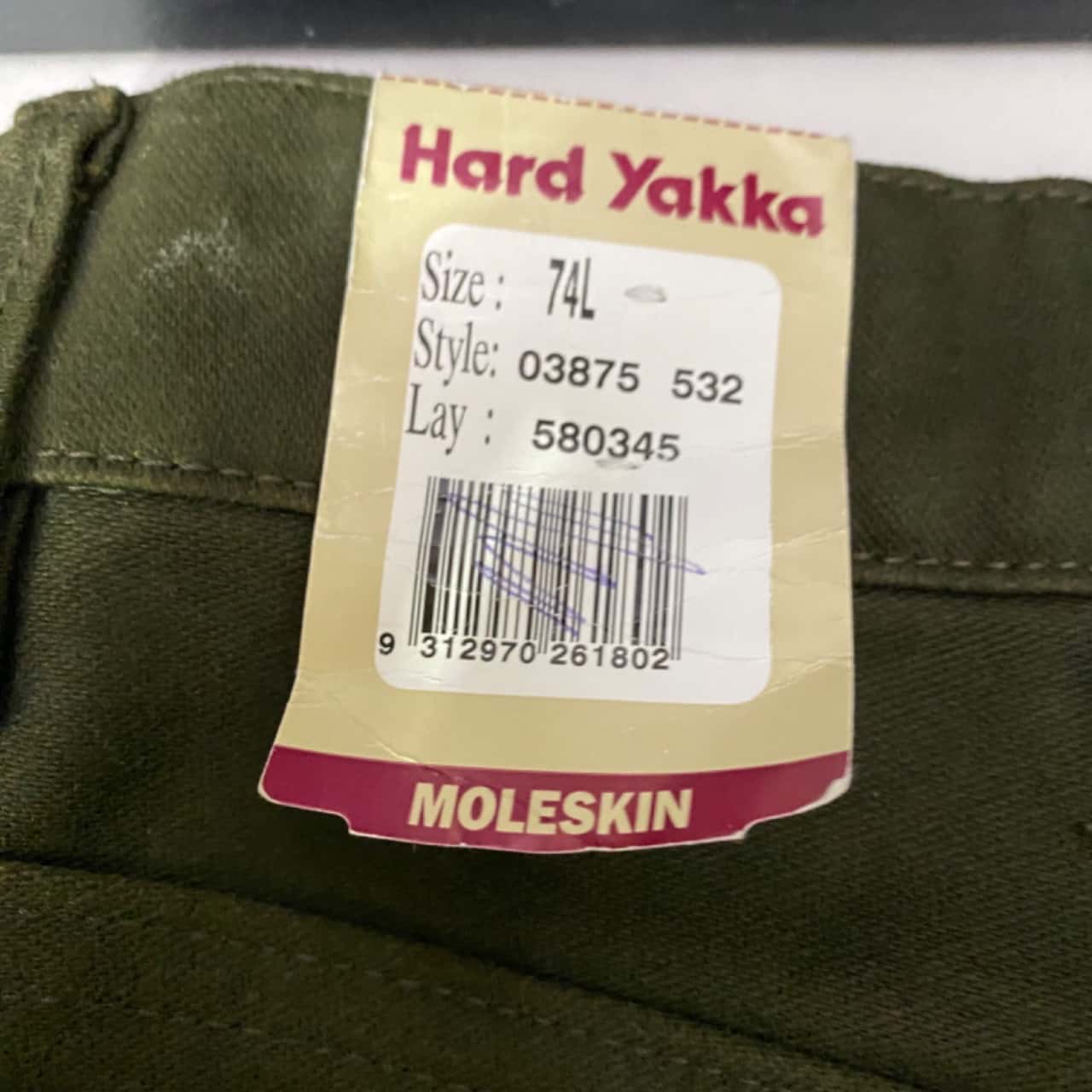 Hard Yakka Straight Leg Green Work Pants Size 74L