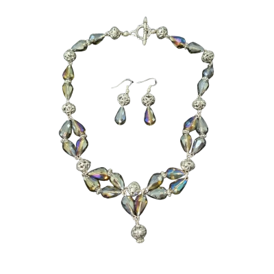 Multicoloured Beaded Necklace and Earring Set