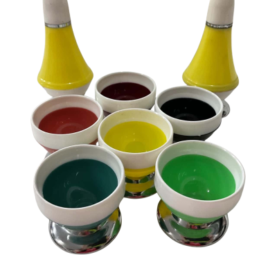 Vintage Frescoware 6 Egg Cups & Salt & Pepper Set