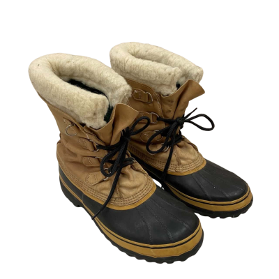  Sorel Kaufman Caribou Tan and Black Rubber Boot Made in Canada Size 11