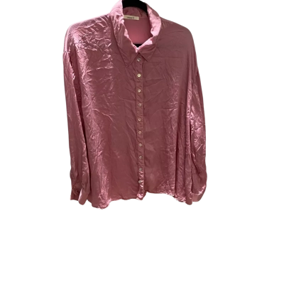 Primness Womens Silk Size 3 Button Up/Long Sleeve Top Pink  