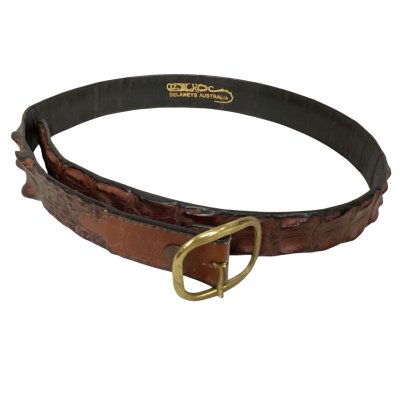 Delaneys Australia Crocodile Leather Unisex Belt Brown Size L
