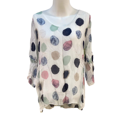 Italian Affair Womens Size S / M Silk Blend Top  Multicoloured / White 