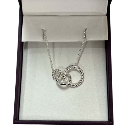 Michael Hill Women’s 925 Silver Necklace, Triple Hoop Pendant, 45cm.